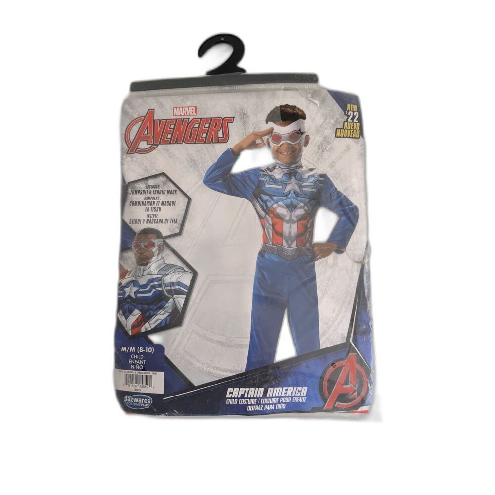 Marvel Avengers Captain America Sam Wilson Costume Kids M 8-10 NEW Jazwares
